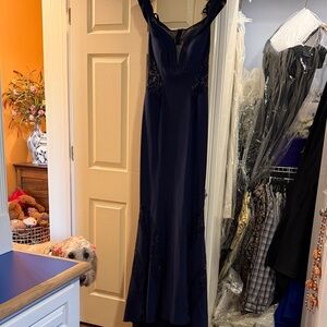 Terani Couture Midnight Blue Maxi Dress